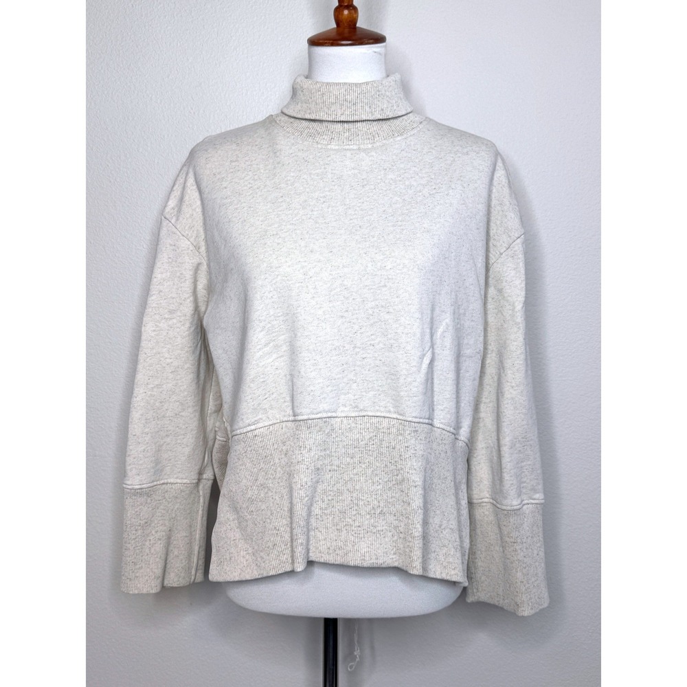 CLOSED Turtleneck French Terry Oversized Sweatshirt XS Organic Cotton Hemp Beige - Picture 2 of 10
